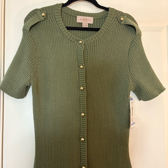 French Connection Women’s Olive Green Button-Front Knit Dress - Picture 3 of 14
